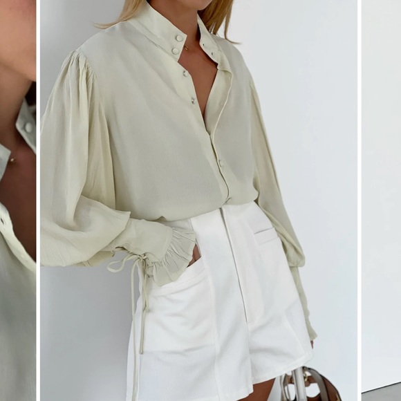 VITA GRACE Ophelia Tie Cuff Blouse | Meadow - Picture 3 of 12